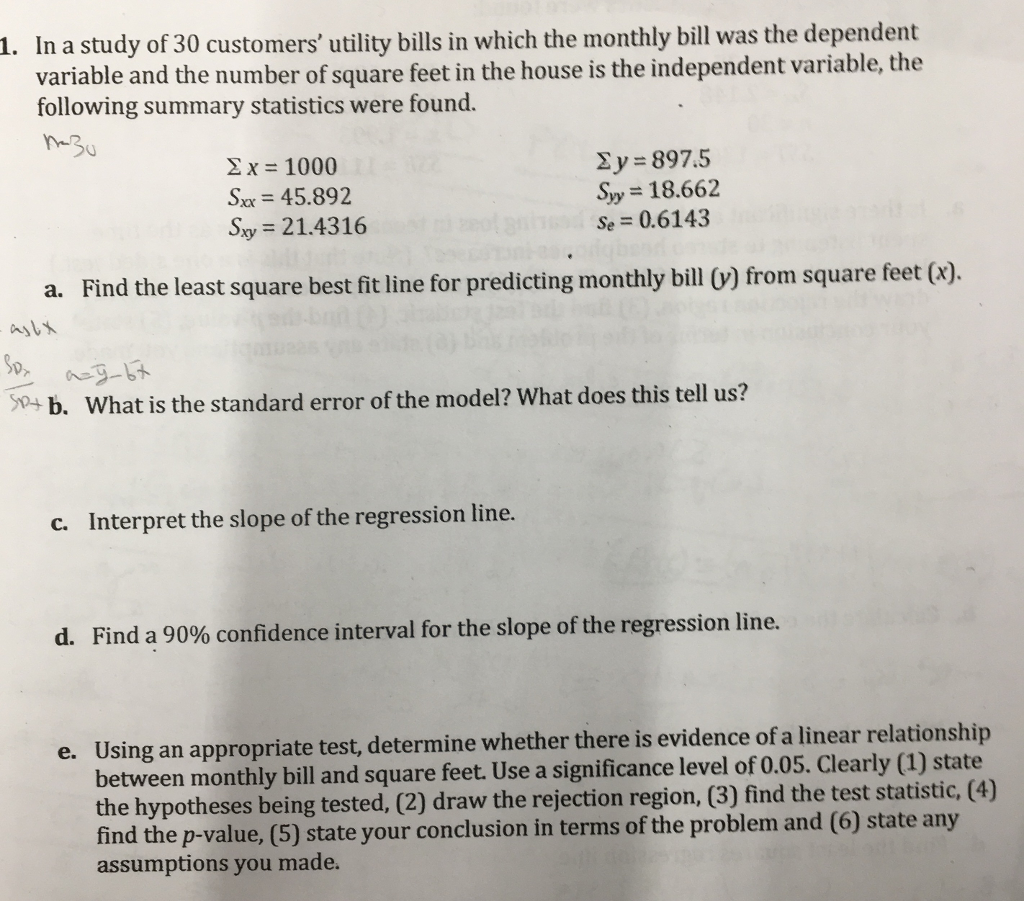 Solved 1 In A Study Of 30 Customers Utility Bills In Which Chegg