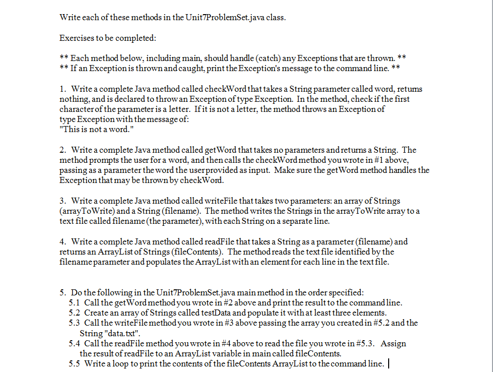 Solved Write each of these methods in the | Chegg.com