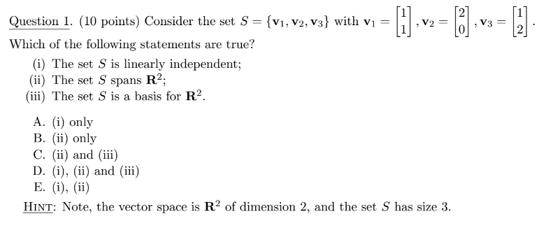 Solved Consider The Set S = {v_1, V_2, V_3} With V_1 = [1 | Chegg.com