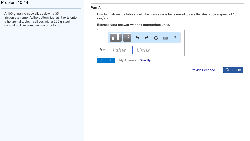 Solved Problem 10.44 Part A A 100 g granite cube slides down | Chegg.com