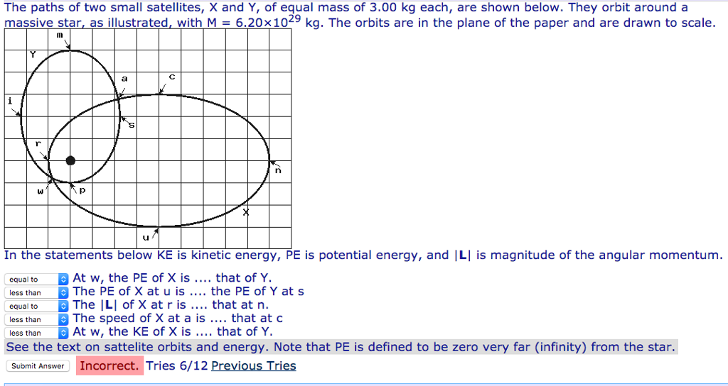 Solved The paths of two small satellites, X and Y, of equal