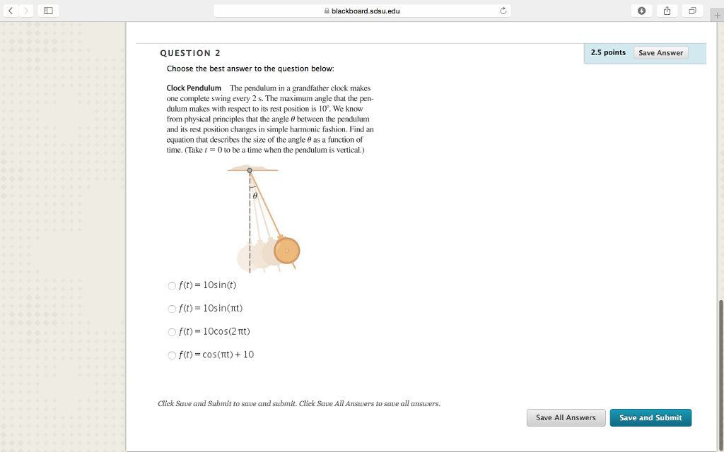 Solved The pendulum in a grandfather clock makes one