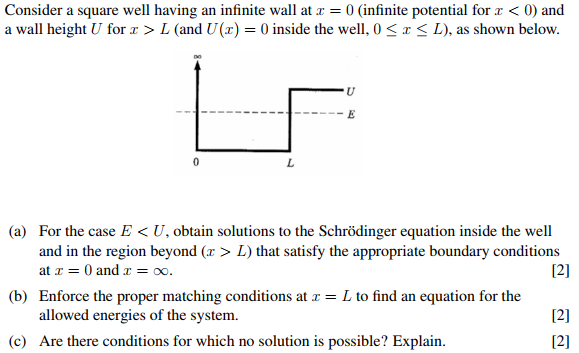 Solved Consider a square well having an infinite wall at x = | Chegg.com
