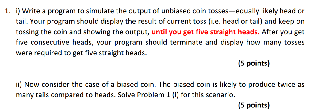 ppt - mastering coin toss simulations: fair vs. biased... Write a program to simulate the output of unbiased | Chegg.com