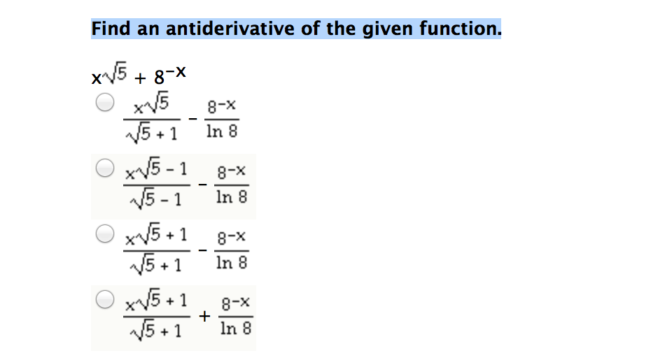 Antiderivative Examples With Answers