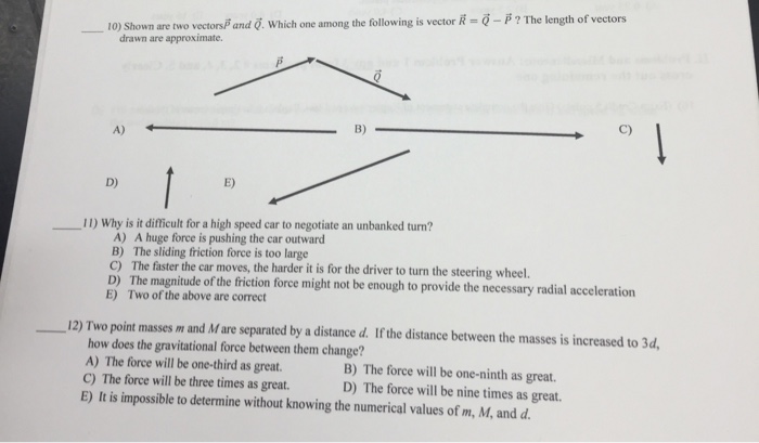 Solved: Shown Are Two Vectors P And Q. Which One Among The... | Chegg.com