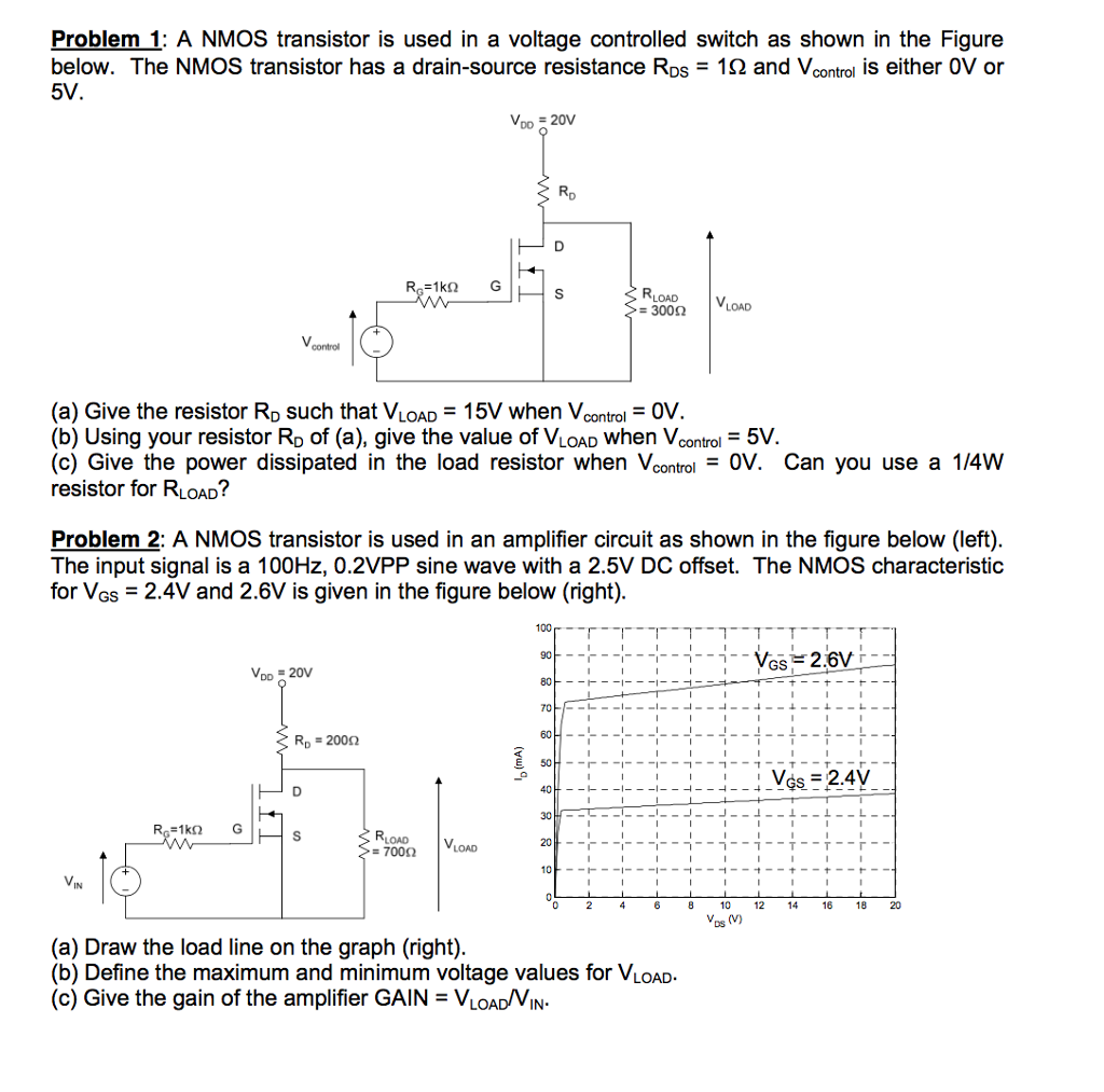 Solved Problem 1: A NMoS transistor is used in a voltage | Chegg.com