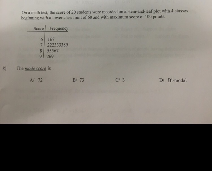 solved-on-a-math-test-the-score-of-20-students-were-chegg