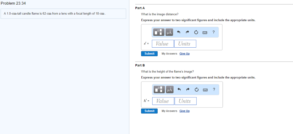 Solved Problem 23 34 Part A A 1 0 cmtall Candle Flame Is 62 Chegg