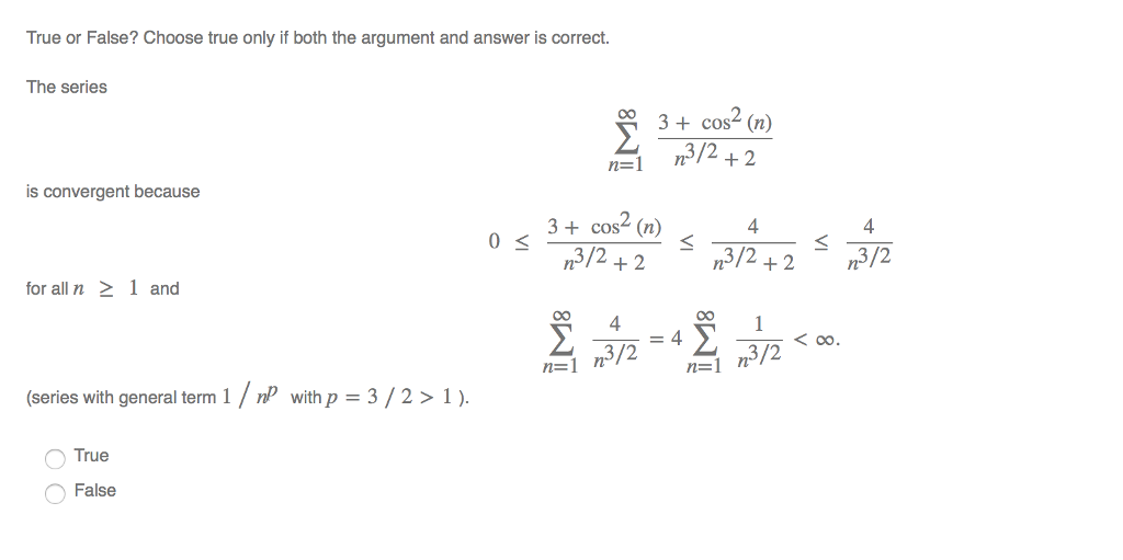 Solved True or False? Choose true only if both the argument | Chegg.com