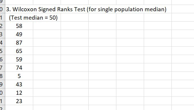 Solved 0 3. Wilcoxon Signed Ranks Test (for single | Chegg.com