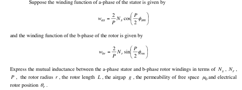 Solved Suppose the winding function of a-phase of the stator | Chegg.com