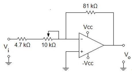 Solved What is the range of the voltage-gain adjustment in | Chegg.com