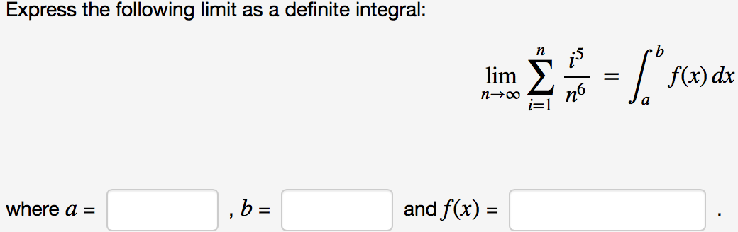 Solved Express The Following Limit As A Definite Integral: | Chegg.com