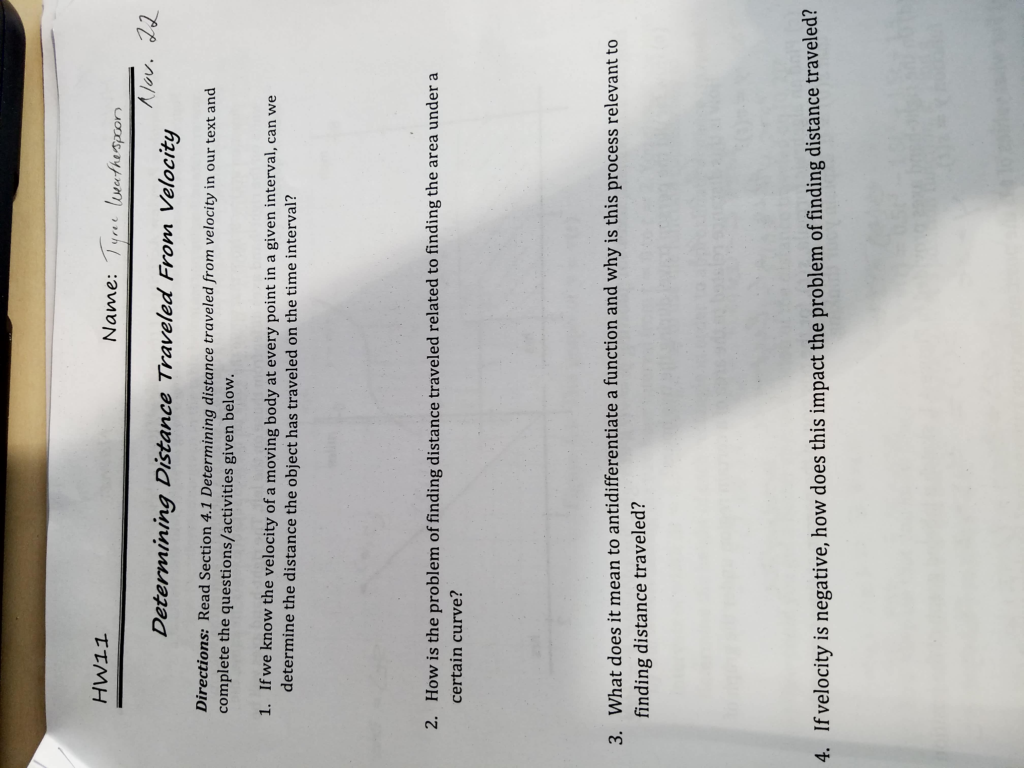 Solved determining distance traveled from velocity please chegg