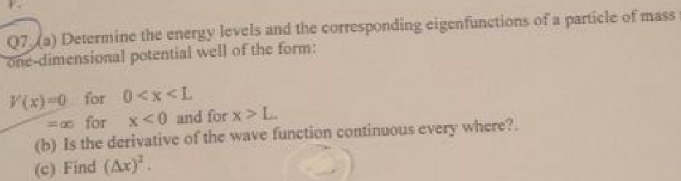 Solved Q7/a) Determine the energy levels and the | Chegg.com
