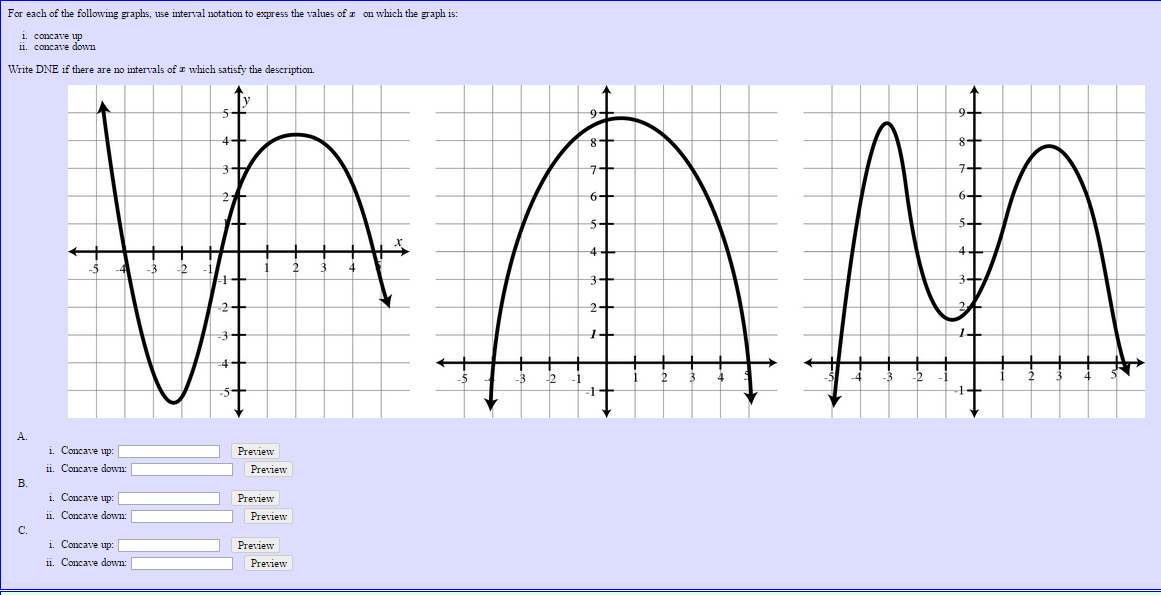 Solved For Each Of The Following Graphs Use Interval Chegg