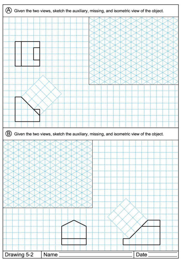 Solved A Given the two views, sketch the auxiliary, missing, | Chegg.com