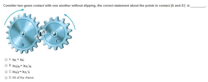 Solved Consider Two Gears Contact With One Another Without | Chegg.com