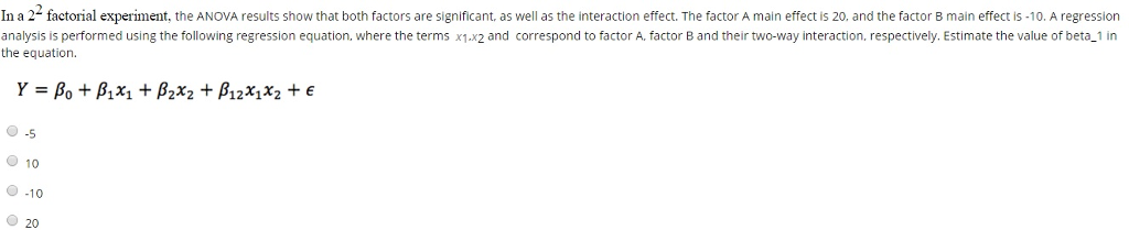 Solved In a 22 factorial experiment, the ANOVA results show | Chegg.com