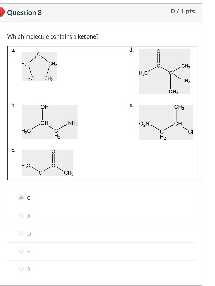 Solved Question8 0/1 Pts Which Molecule Contains A Ketone? | Chegg.com