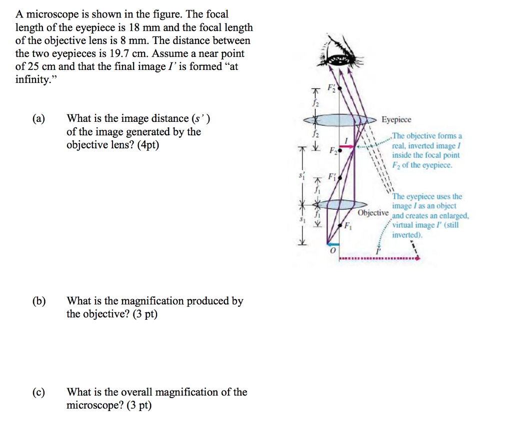 Solved A microscope is shown in the figure. The focal length