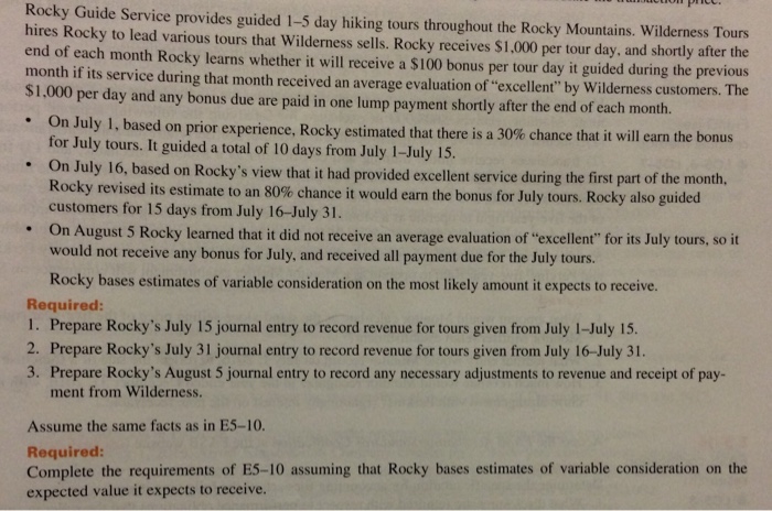 Solved Rocky Guide Service provides guided 1-5 day hiking | Chegg.com