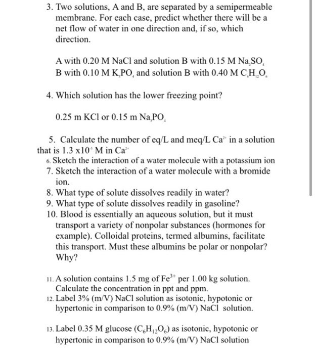 Solved Two solutions, A and B, are separated by a | Chegg.com