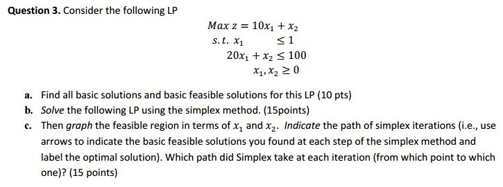 solved solve the following lp using the simplex... Solved Consider the following LP Max z = 10x_1 + x_2 s. t. | Chegg.com