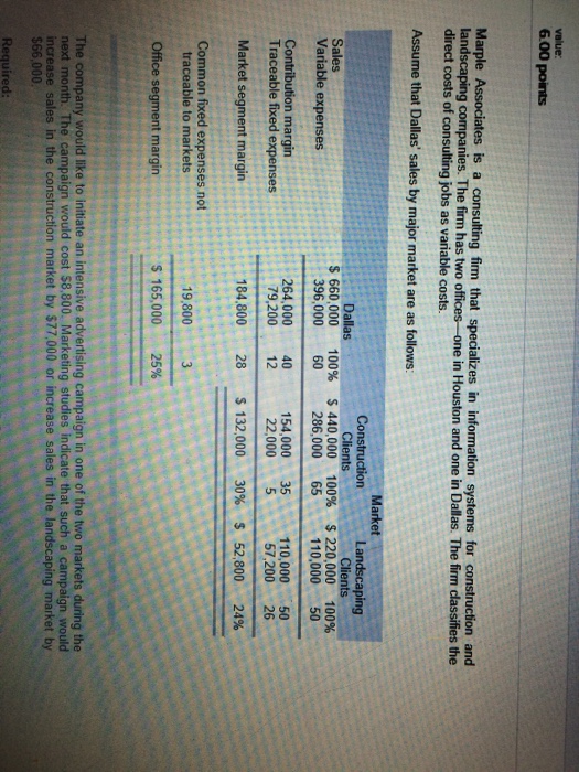 Solved value 6.00 points Marple Associates is a consulting