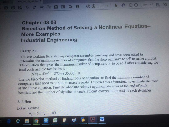 Solved Chapter 03.03 Bisection Method Of Solving A Nonlinear | Chegg.com