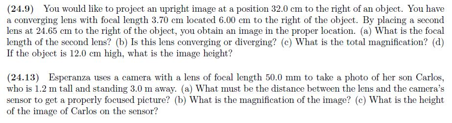 Solved (24.9) You would like to project an upright image at | Chegg.com
