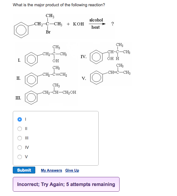 Solved What Is The Major Product Of The Following Reaction Chegg Com