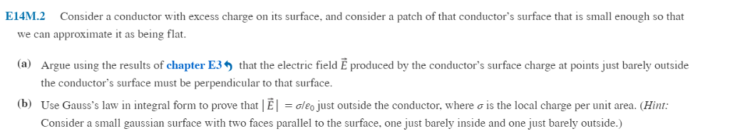 Solved E14M.2 Consider a conductor with excess charge on its | Chegg.com
