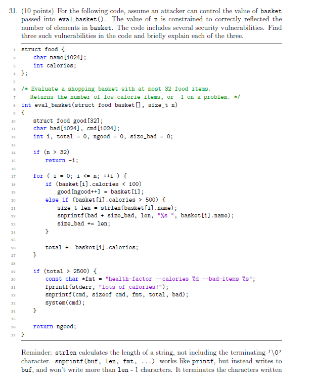 Solved 31 10 Points For The Following Code Assume An Chegg