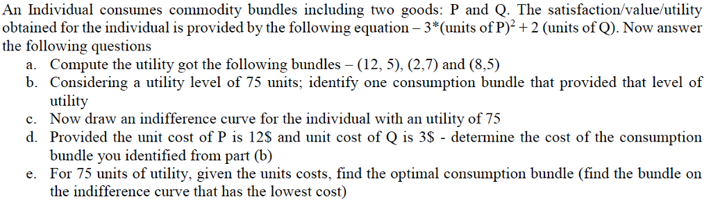 Solved An Individual consumes commodity bundles including | Chegg.com