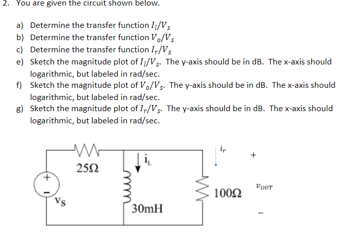 Solved 2. You are given the circuit shown below. 2. You | Chegg.com