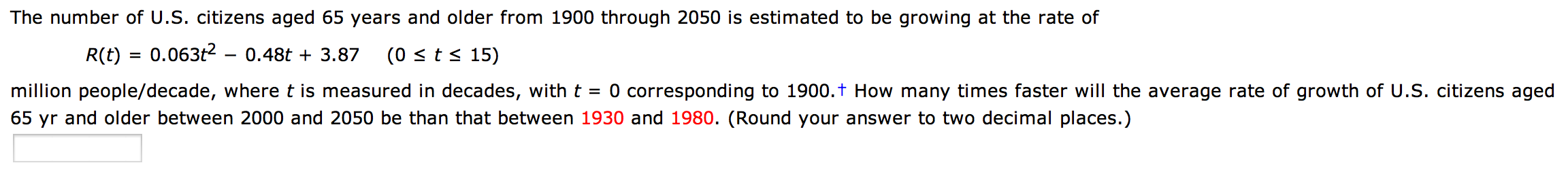 Solved The number of U.S. citizens aged 65 years and older | Chegg.com