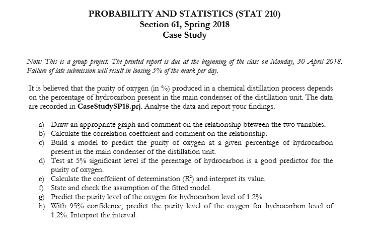 PROBABILITY AND STATISTICS (STAT 210) Section 61, | Chegg.com