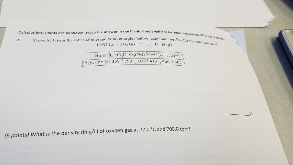 Solved Unless All Work Is Shewn Calculations. Points Are As | Chegg.com