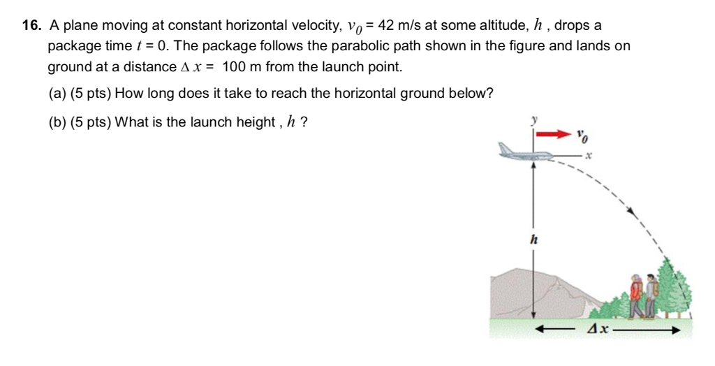 Solved 16. A plane moving at constant horizontal velocity,