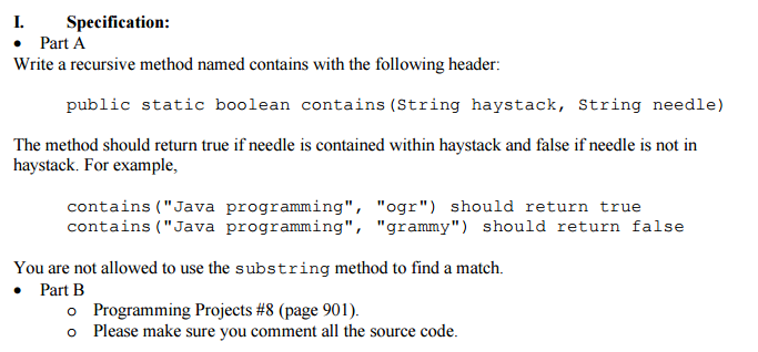 Solved Write A Recursive Method Named Contains With The | Chegg.com