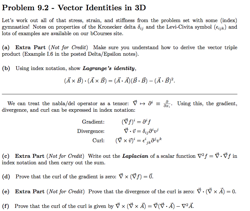Solved Problem 9.2 - Vector Identities in 3D Let's work out | Chegg.com