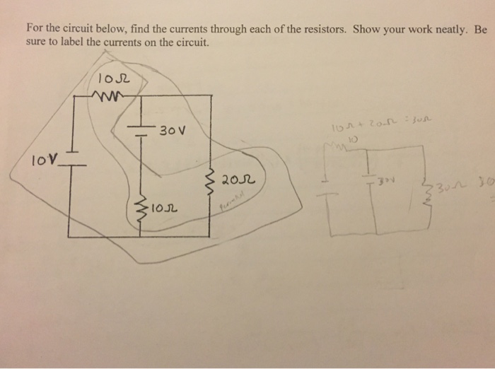 Solved For the circuit below, find the currents through each | Chegg.com