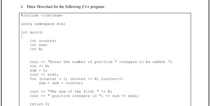 Solved Draw flowchart for the following C++ program. | Chegg.com