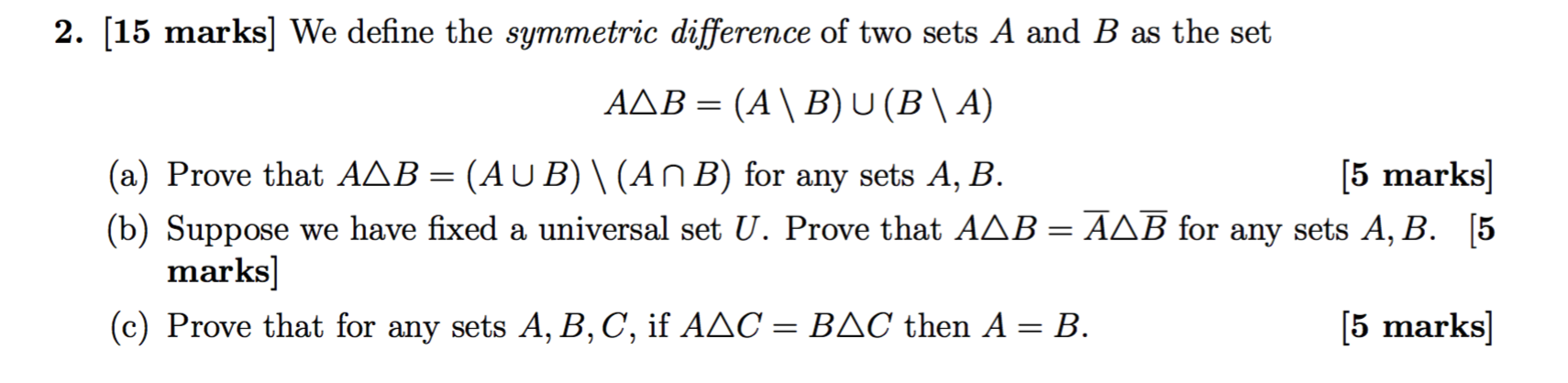 Solved We Define The Symmetric Difference Of Two Sets A And | Chegg.com