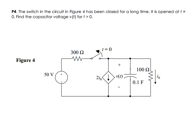Solved The switch in the circuit in Figure 4 has been closed | Chegg.com