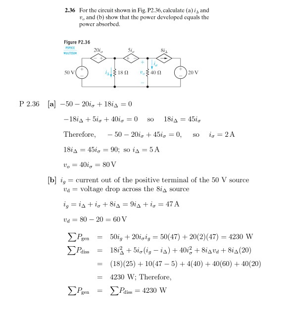 Solved 2.36 For the circuit shown in Fig. P2.36, calculate | Chegg.com