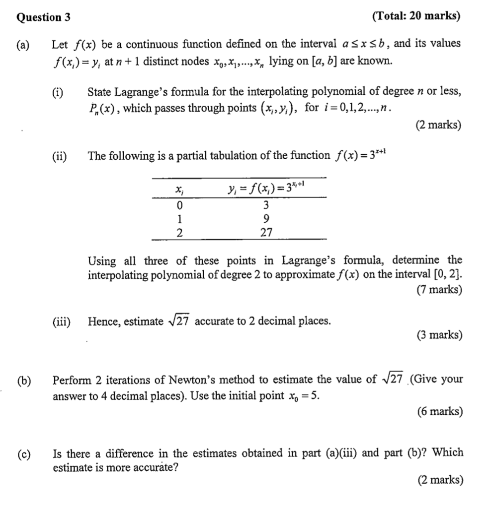 Solved Question 3 Total 20 Marks a Let F x Be A Chegg