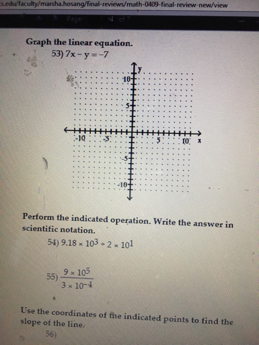 Solved Graph The Linear Equation 7x Y 7 Perform The 2727